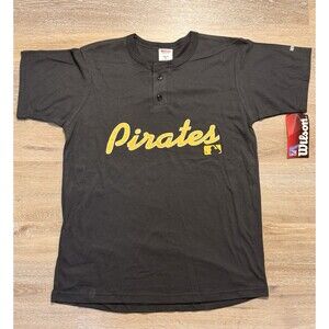 Vintage Wilson Black Pirates Baseball Jersey Shirt Size Youth XL With Tags USA